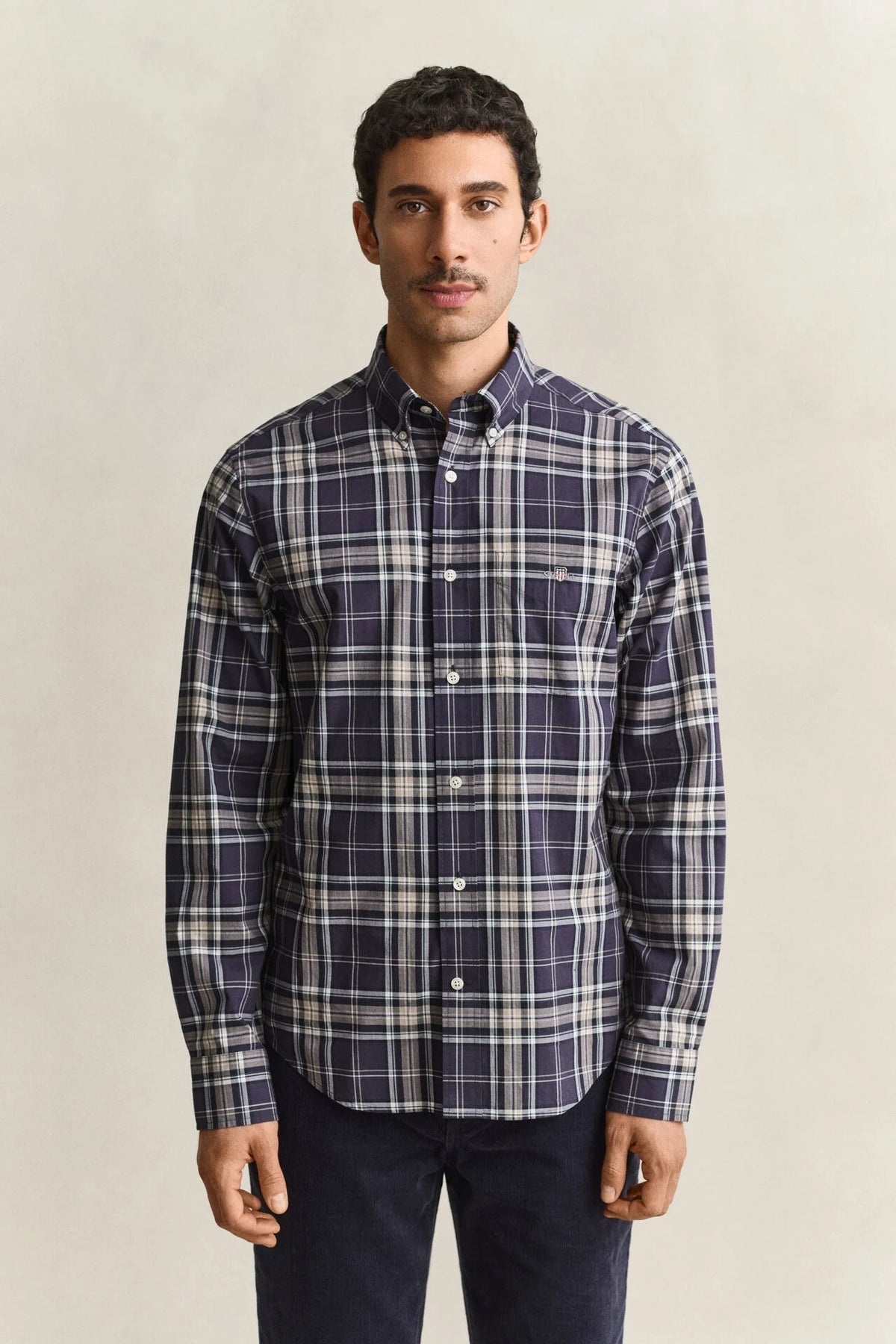 GANT Regular Fit Poplin Check Shirt – Navy