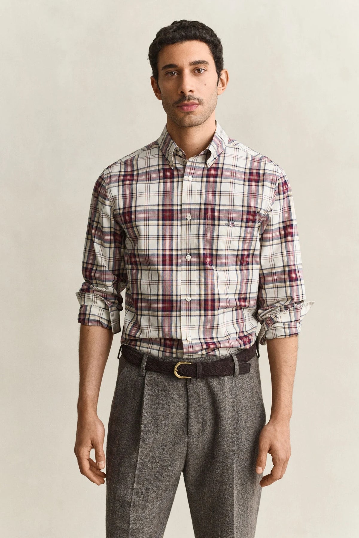 GANT Regular Fit Poplin Check Shirt – Deep Grape Wine
