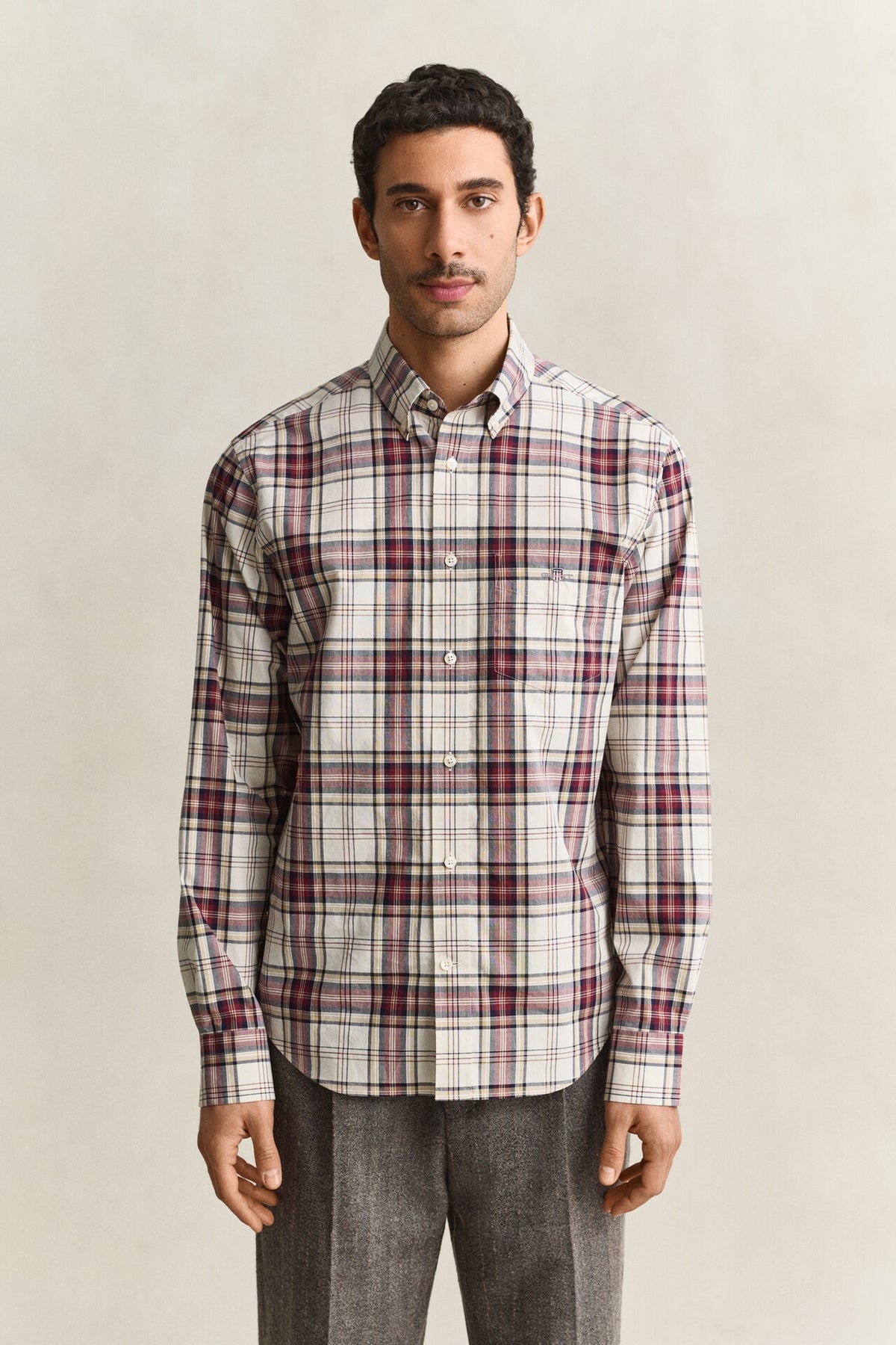 GANT Regular Fit Poplin Check Shirt – Deep Grape Wine