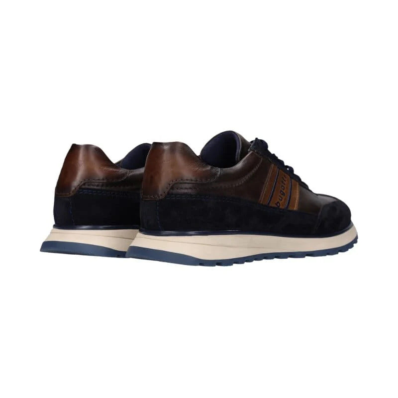 Bugatti Mens Navy Lace Up Leather Trainer