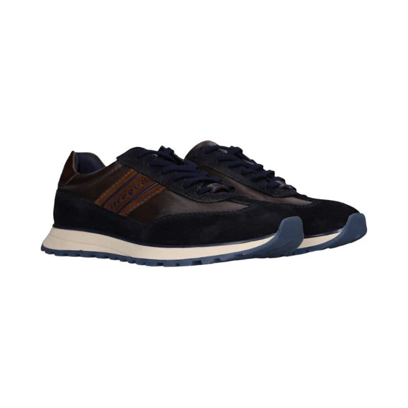 Bugatti Mens Navy Lace Up Leather Trainer