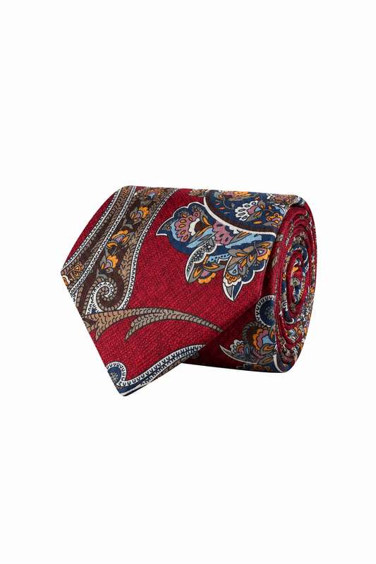 Amanda Christensen Classic Paisley Silk Tie - Wine Red Melange