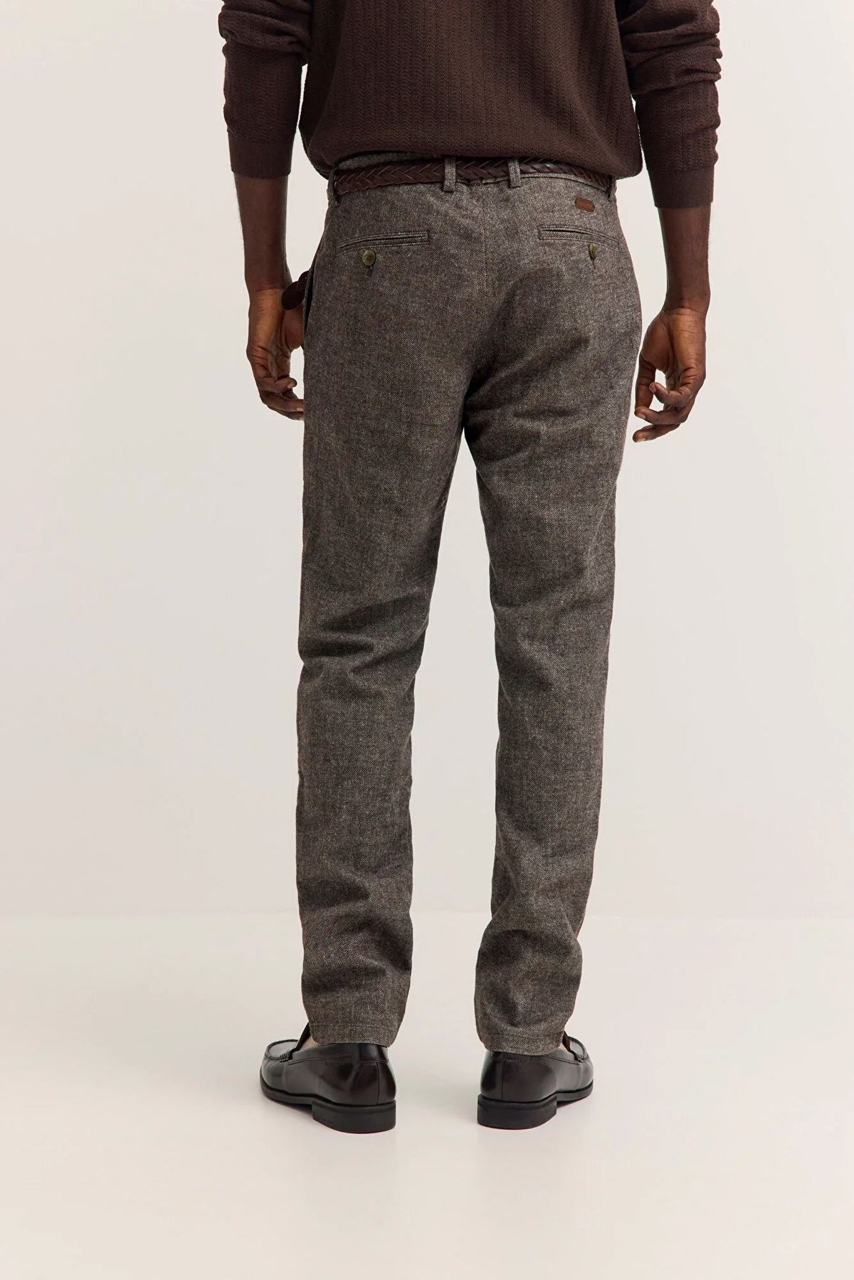 Bugatti Textured Modern Fit Trousers - Brown