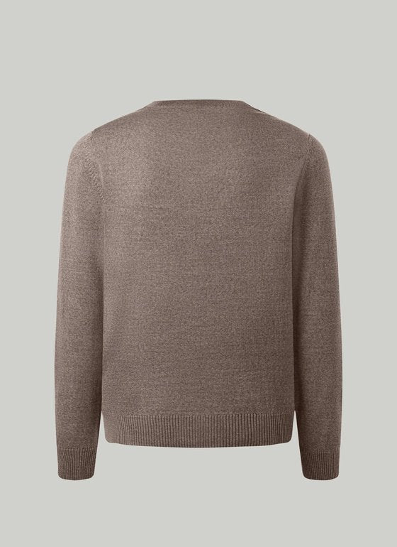 Maerz V-Neck Merino Wool Jumper – Brown