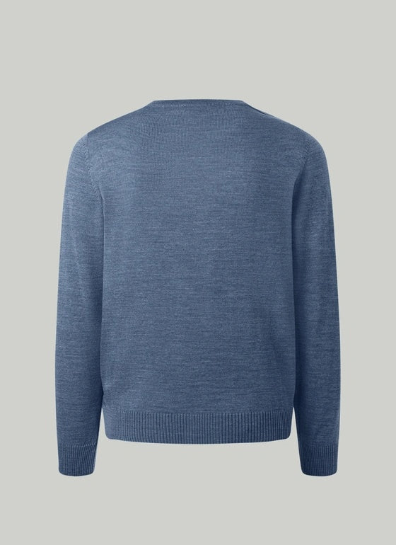 Maerz V-Neck Merino Wool Jumper – Nimes Blue