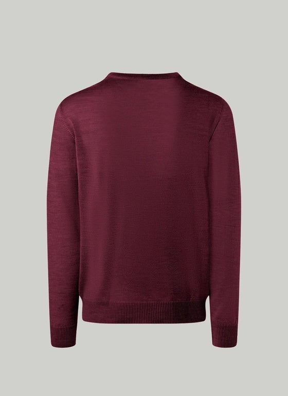 Maerz V-Neck Merino Wool Jumper – Burgundy