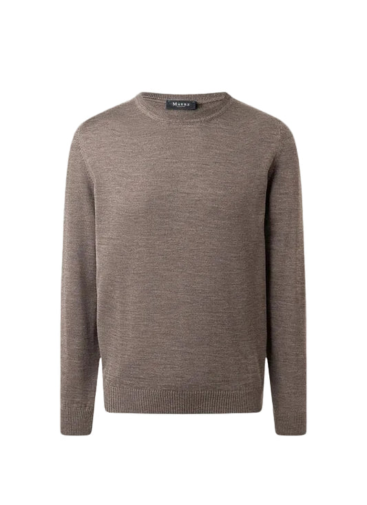 Maerz Merino Wool Crew Neck Jumper – Brown