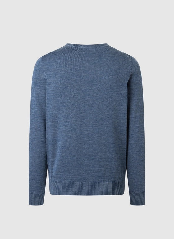 Maerz Merino Wool Crew Neck Jumper – Blue