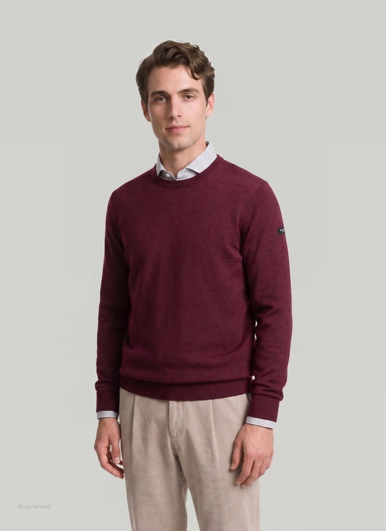 Maerz Merino Wool Crew Neck Jumper – Burgundy