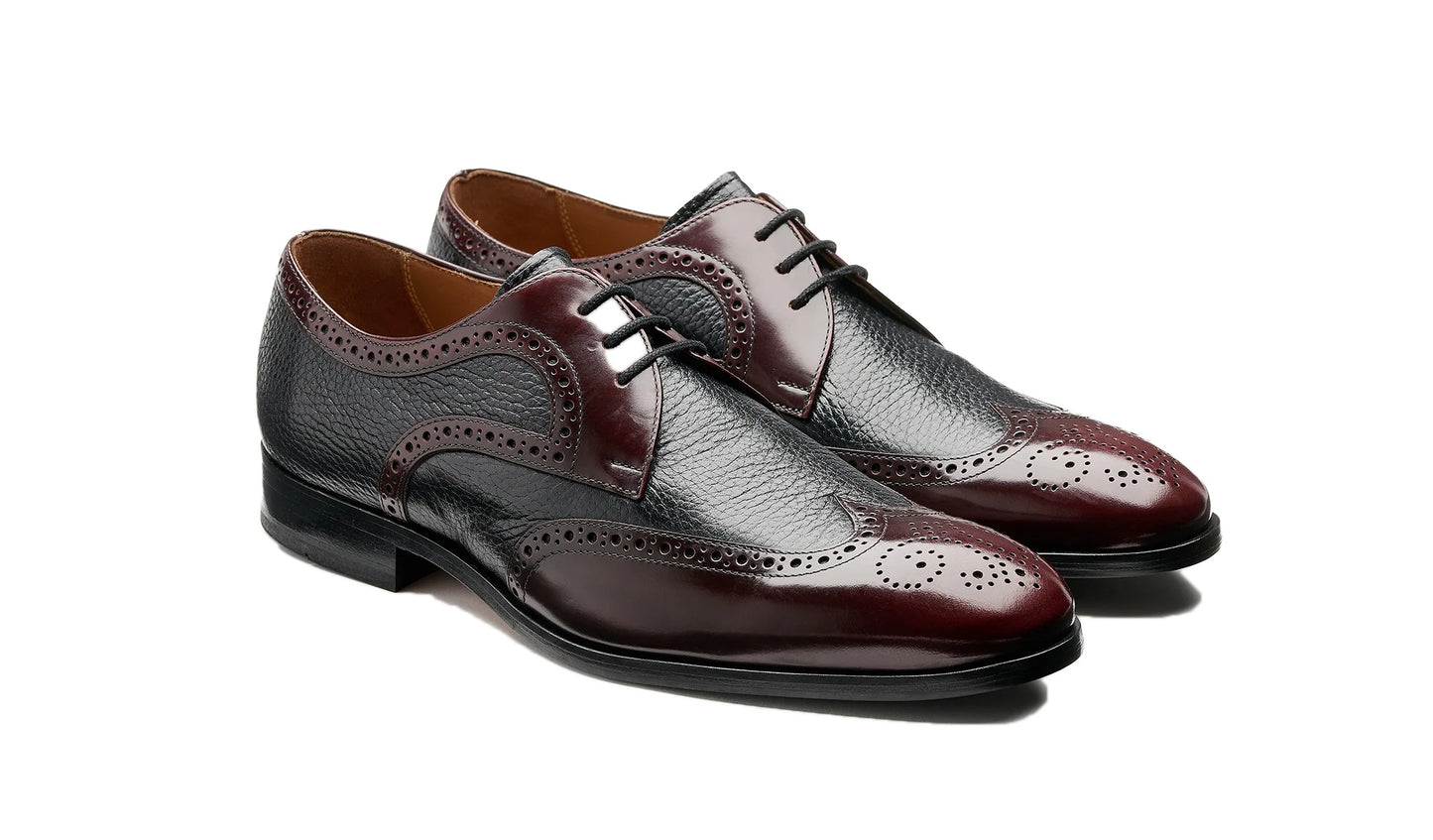 Salcombe – Burgundy Hi-Shine / Black Deer Skin