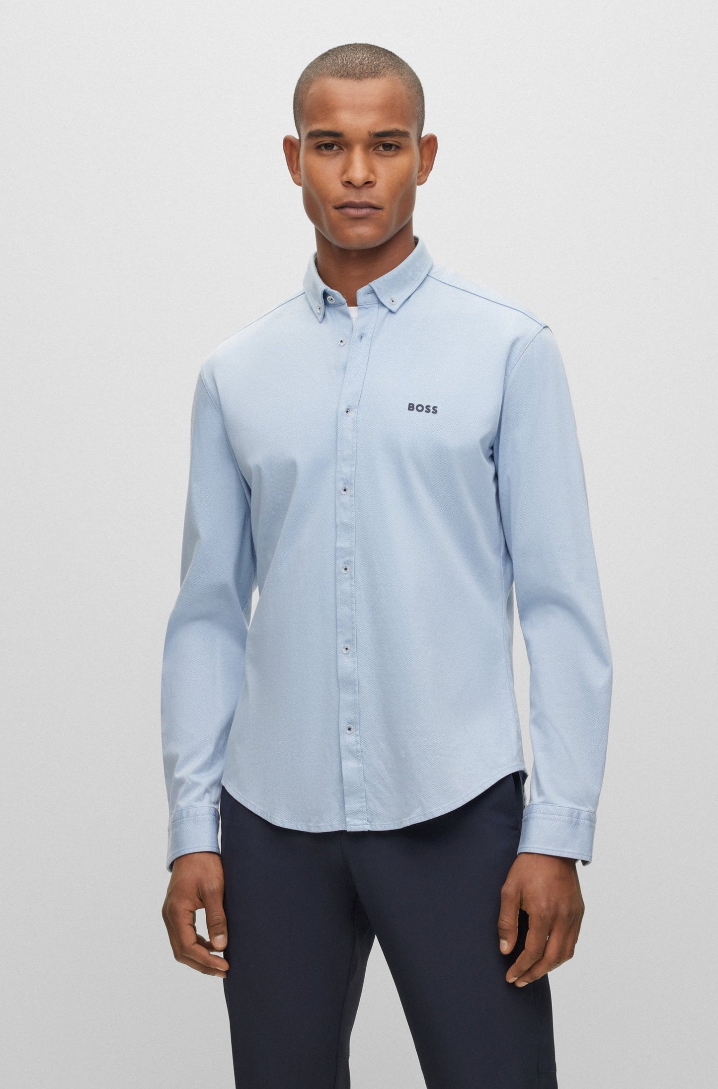 Boss Button-Down Regular-Fit Shirt In Cotton Jersey