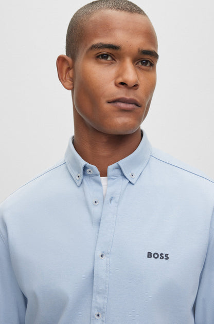 Boss Button-Down Regular-Fit Shirt In Cotton Jersey