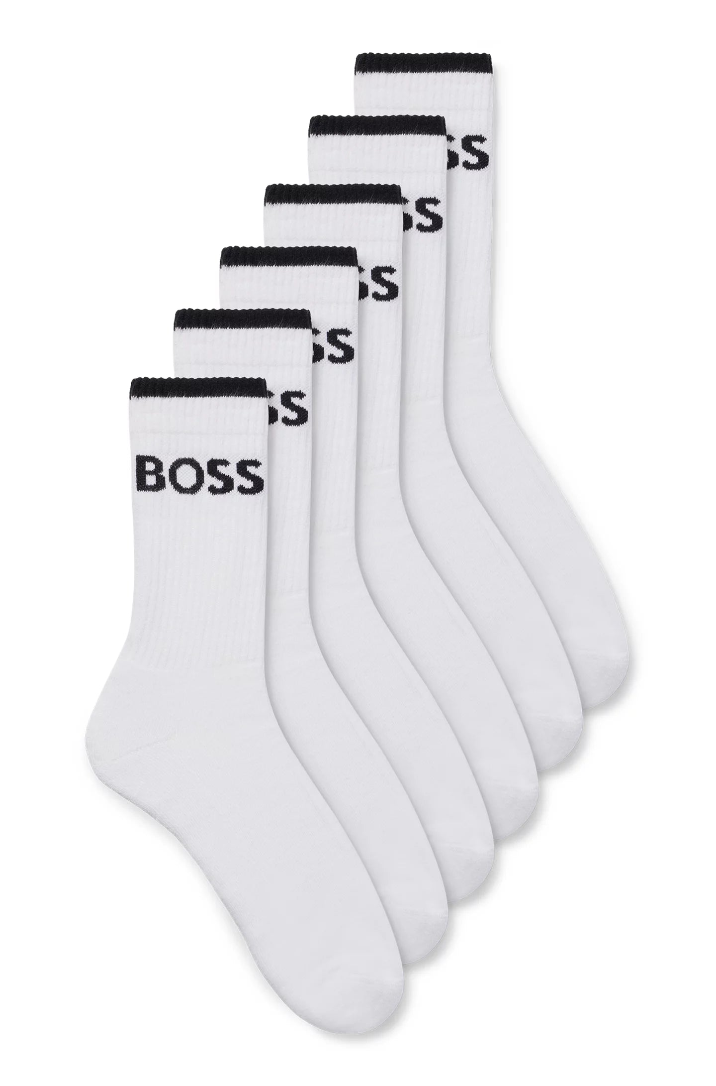 Boss Six Pack Of Ribbed Short Socks In A Cotton Blend