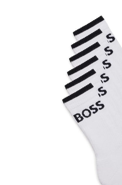 Boss Six Pack Of Ribbed Short Socks In A Cotton Blend