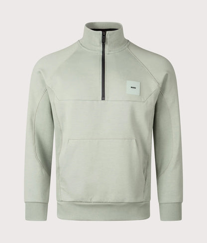 Boss 1/4 Zip Patch Logo Rib Sweatshirt
