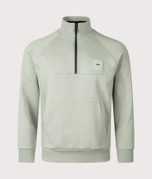 Boss 1/4 Zip Patch Logo Rib Sweatshirt