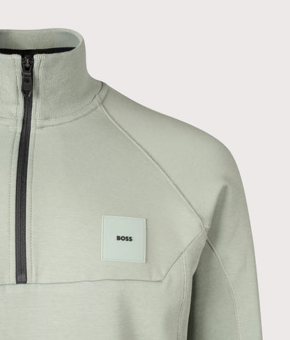 Boss 1/4 Zip Patch Logo Rib Sweatshirt