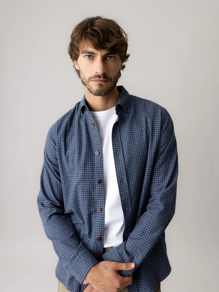 Mos Mosh Marco Flannel Shirt - Navy Check