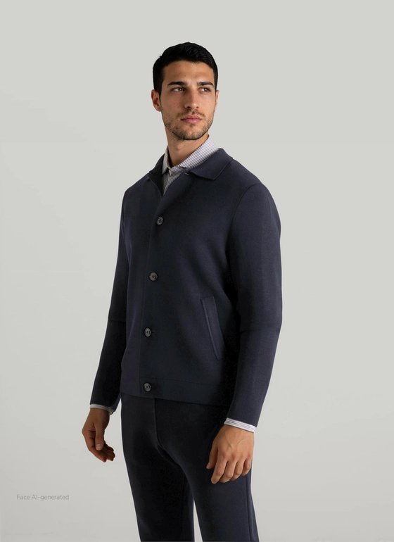Maerz Merino Wool Button Cardigan – Navy