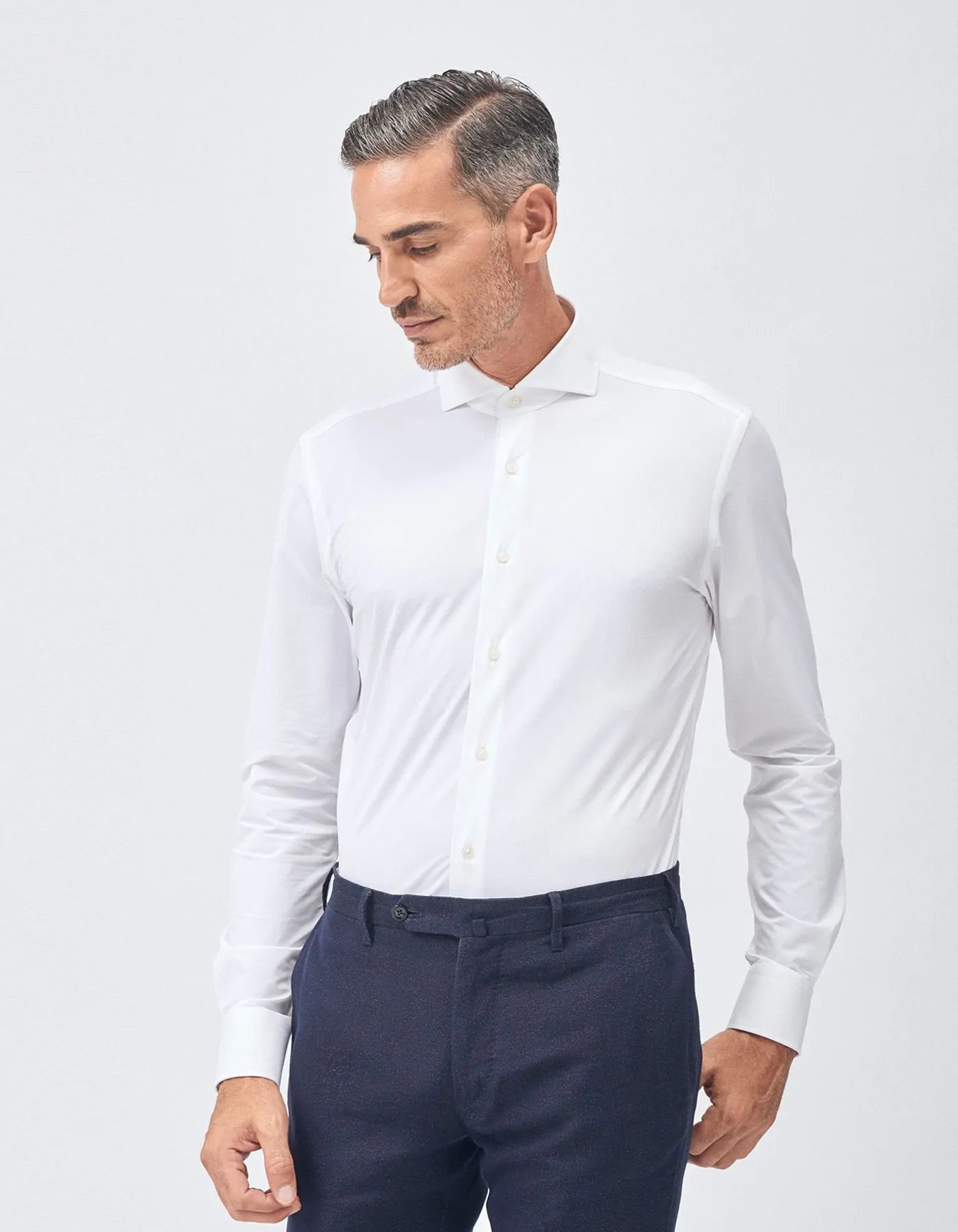 White Twill Shirt Cutaway Collar