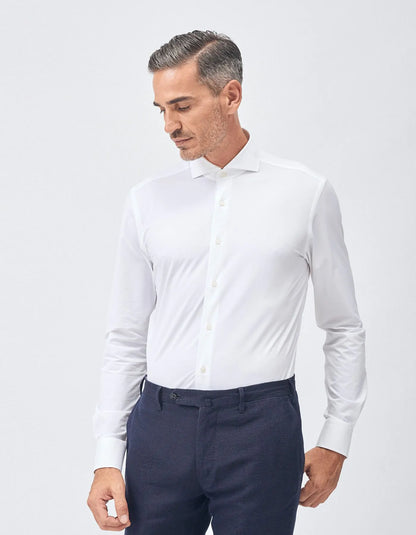 White Twill Shirt Cutaway Collar