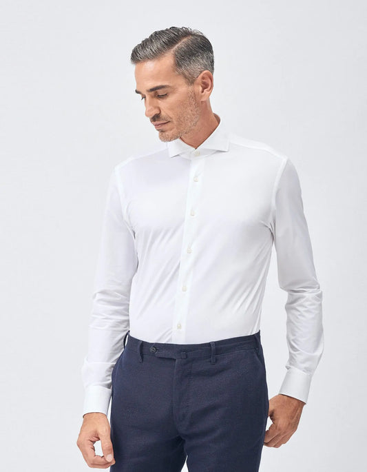 White Twill Shirt Cutaway Collar