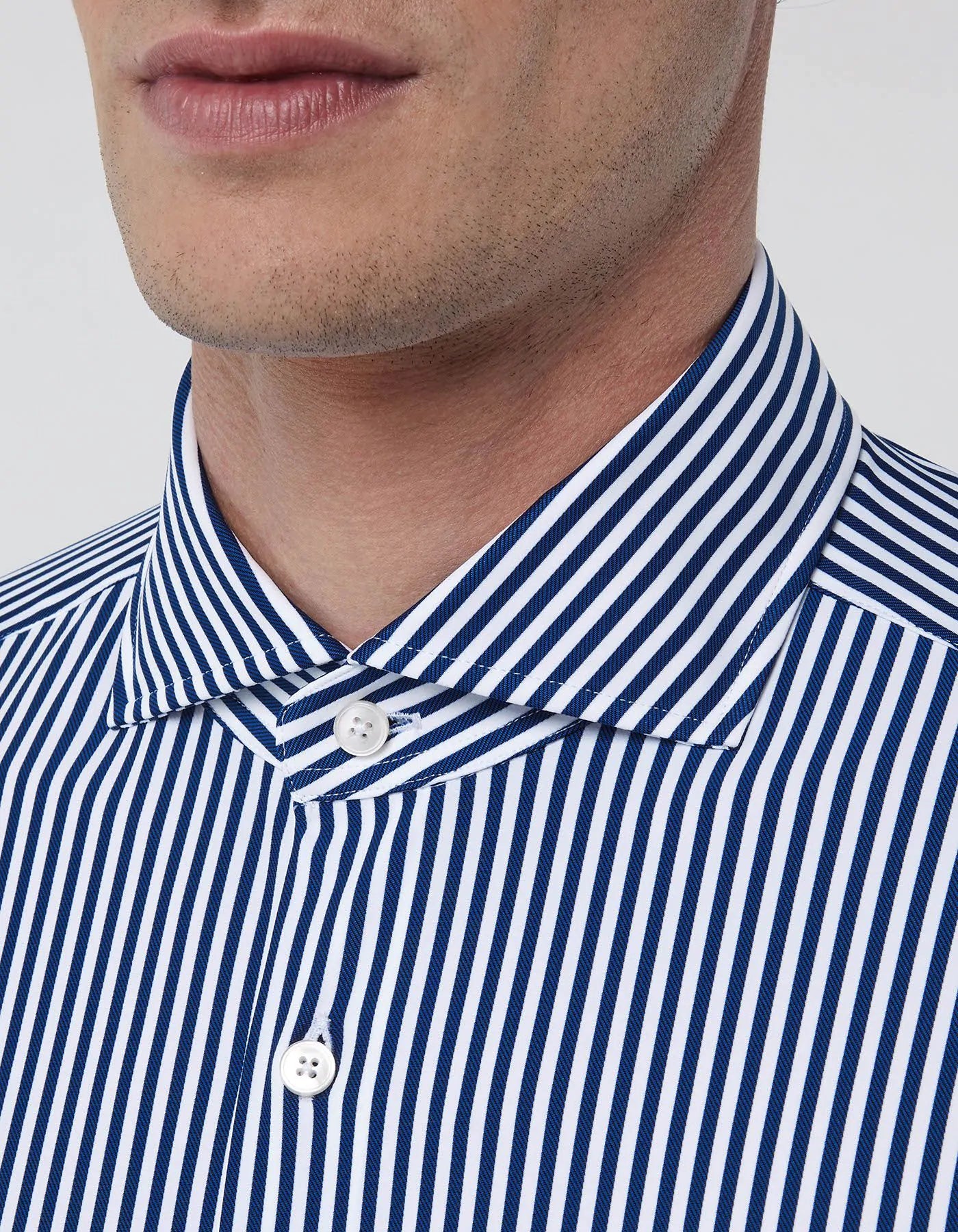 Blue Twill Stripe Shirt Collar small cutaway