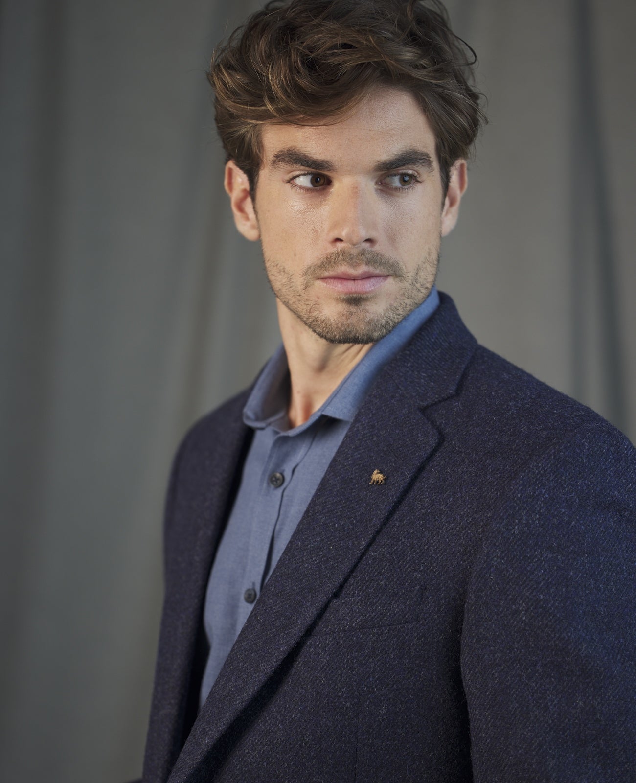 Liffey Tweed Blazer in Blue Herringbone