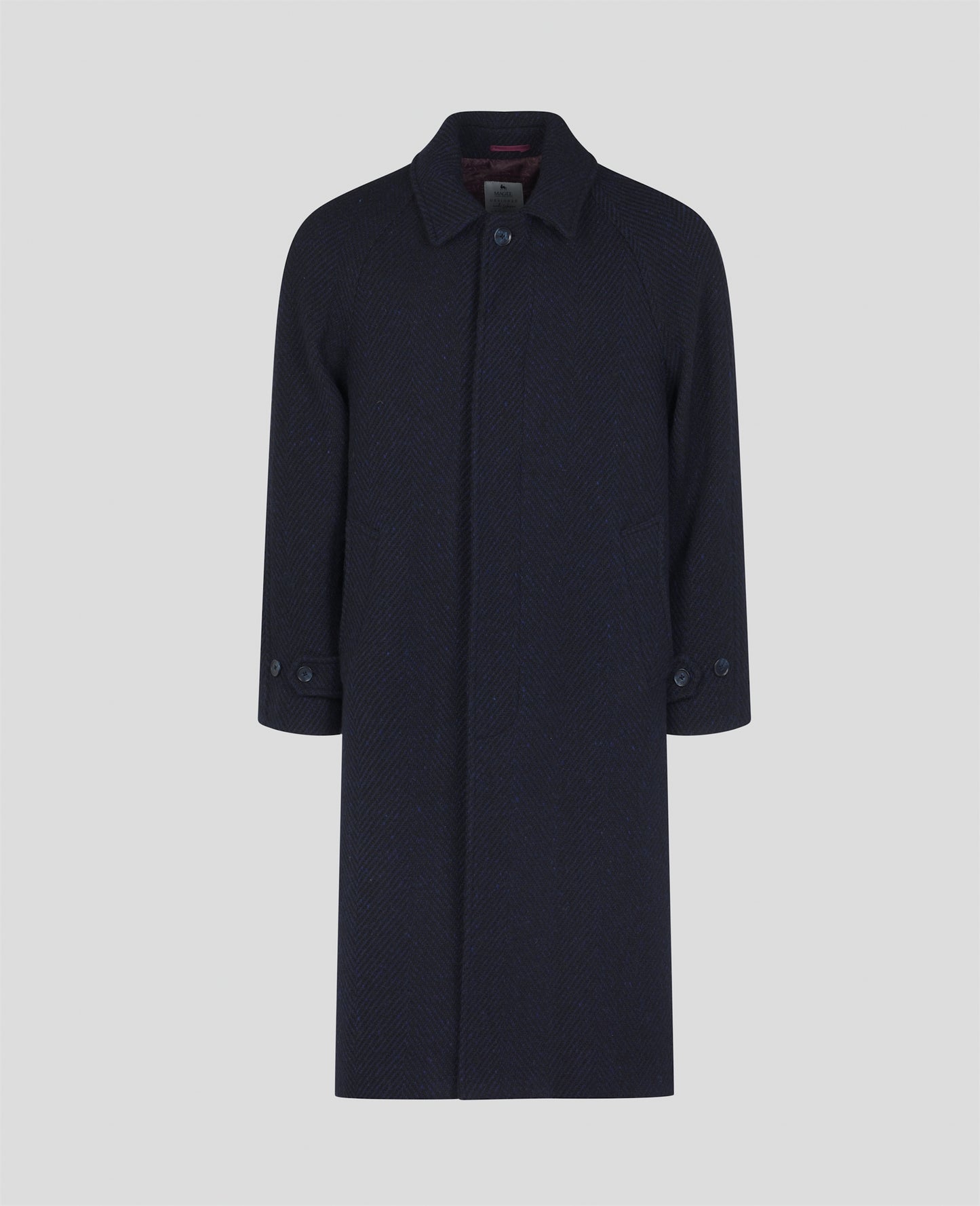Corrib Donegal Tweed Overcoat in Navy Herringbone