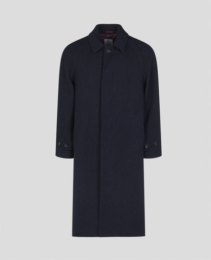 Corrib Donegal Tweed Overcoat in Navy Herringbone