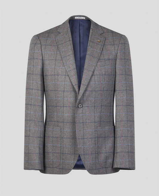 Finn Tweed Blazer in Light Brown Windowpane Check