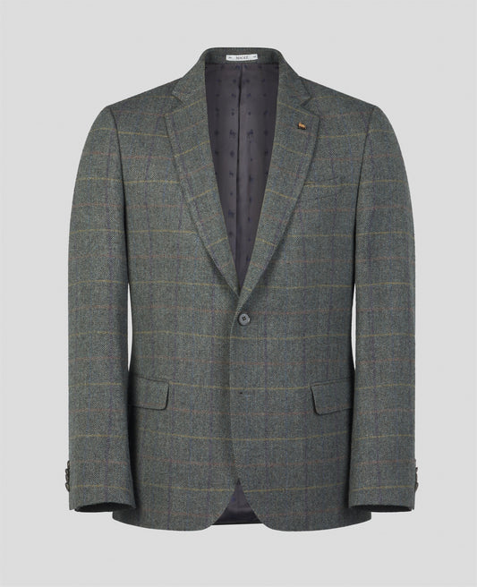Liffey Tweed Blazer in Moss Green Check