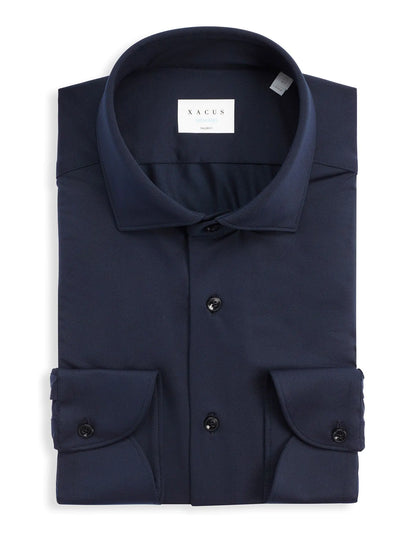 Navy Blue Oxford Solid Colour Shirt Collar Small cutaway