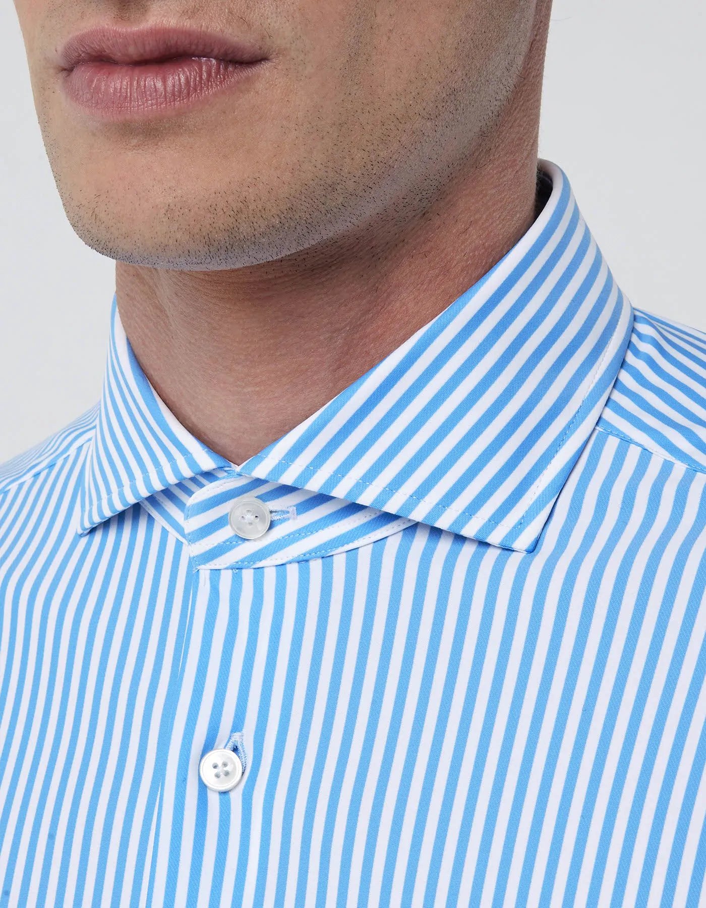 Light Blue Twill Stripe Shirt Collar Small Cutaway