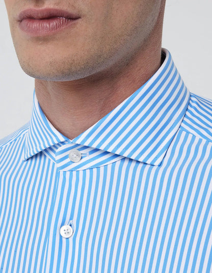 Light Blue Twill Stripe Shirt Collar Small Cutaway