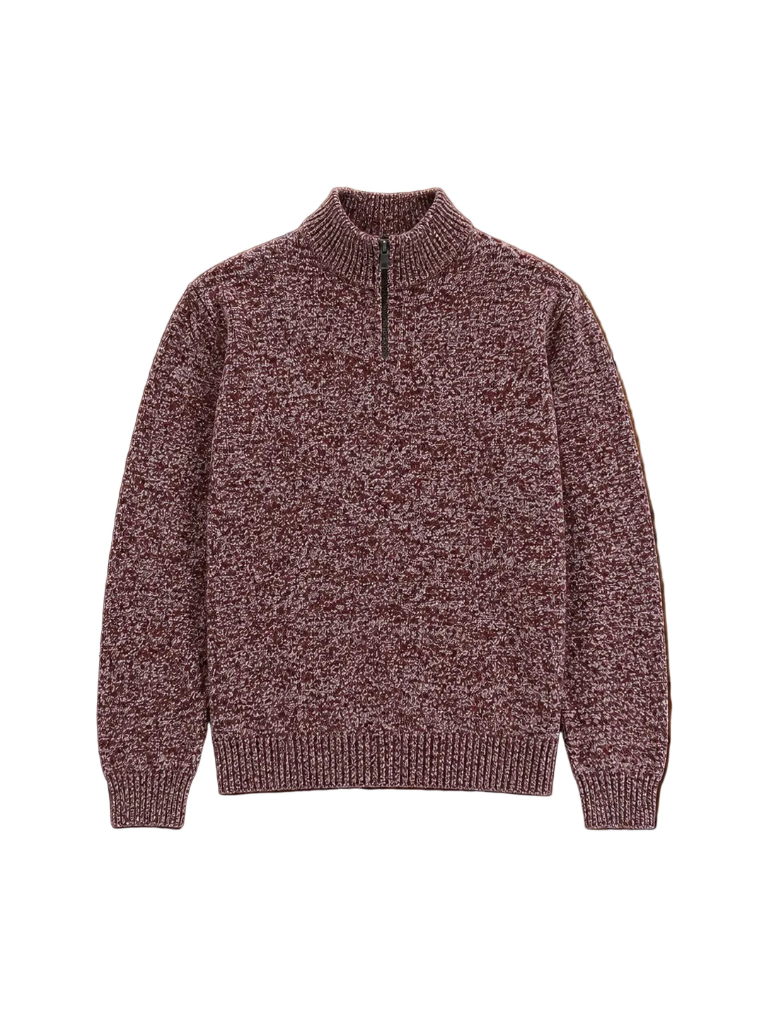 Wool & Co Lupetto Mouline Quarter Zip - Red