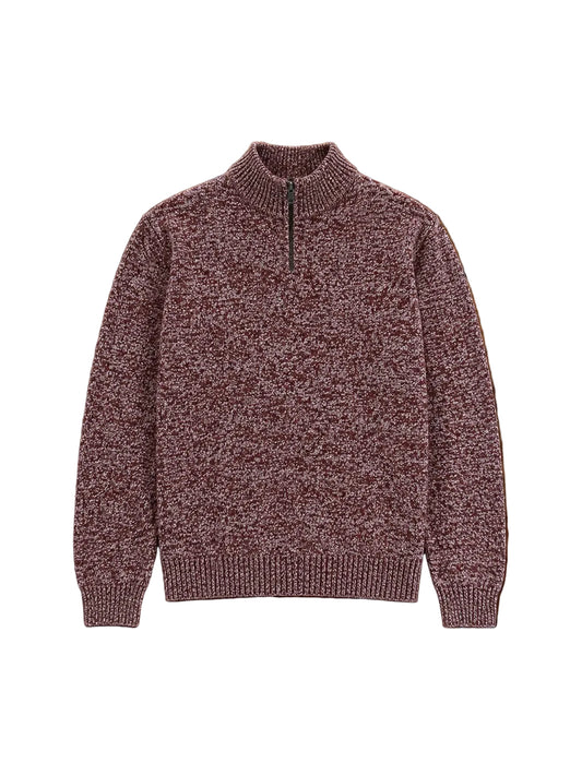 Wool & Co Lupetto Mouline Quarter Zip - Red
