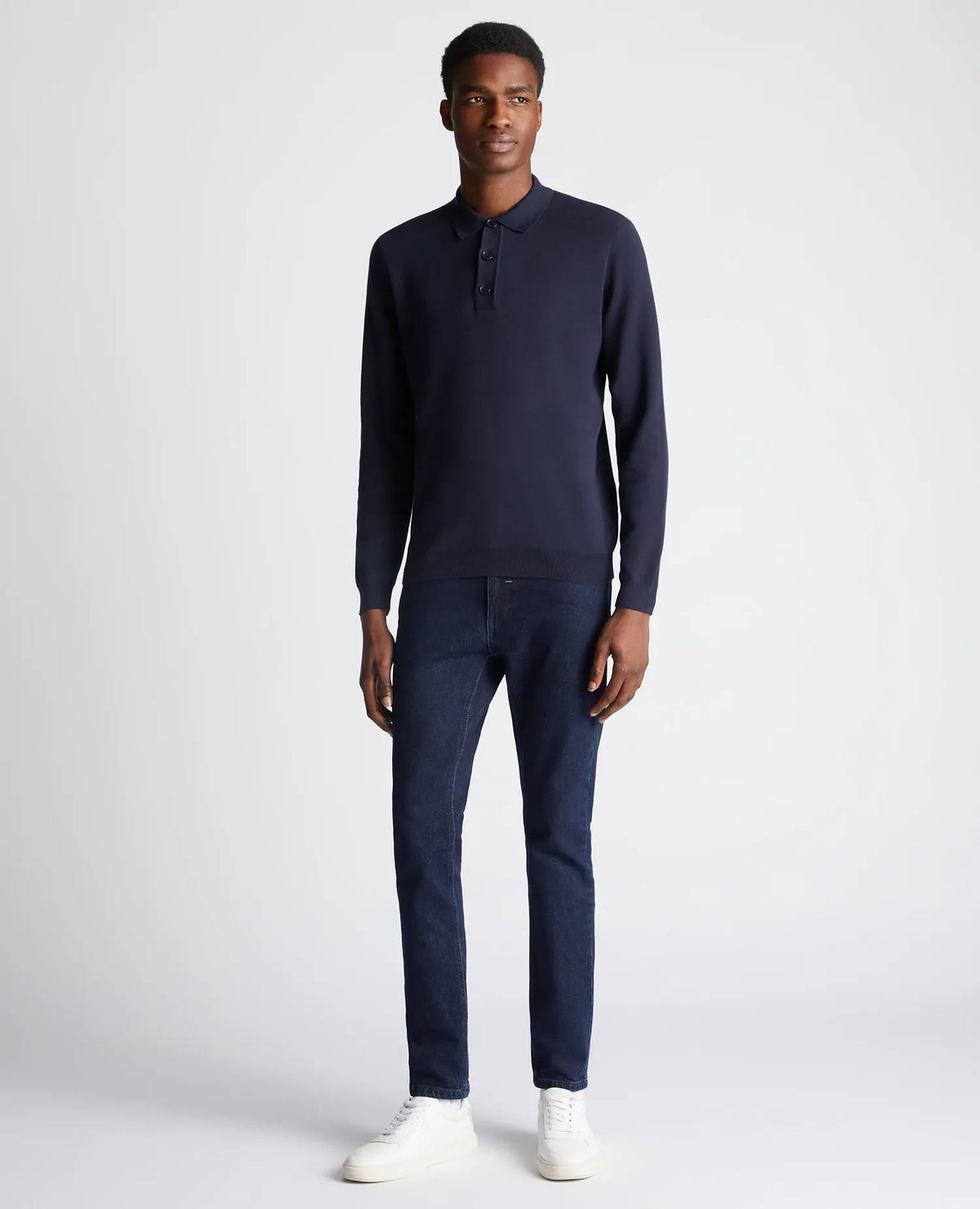 Remus Uomo Long Sleeve Polo - Navy