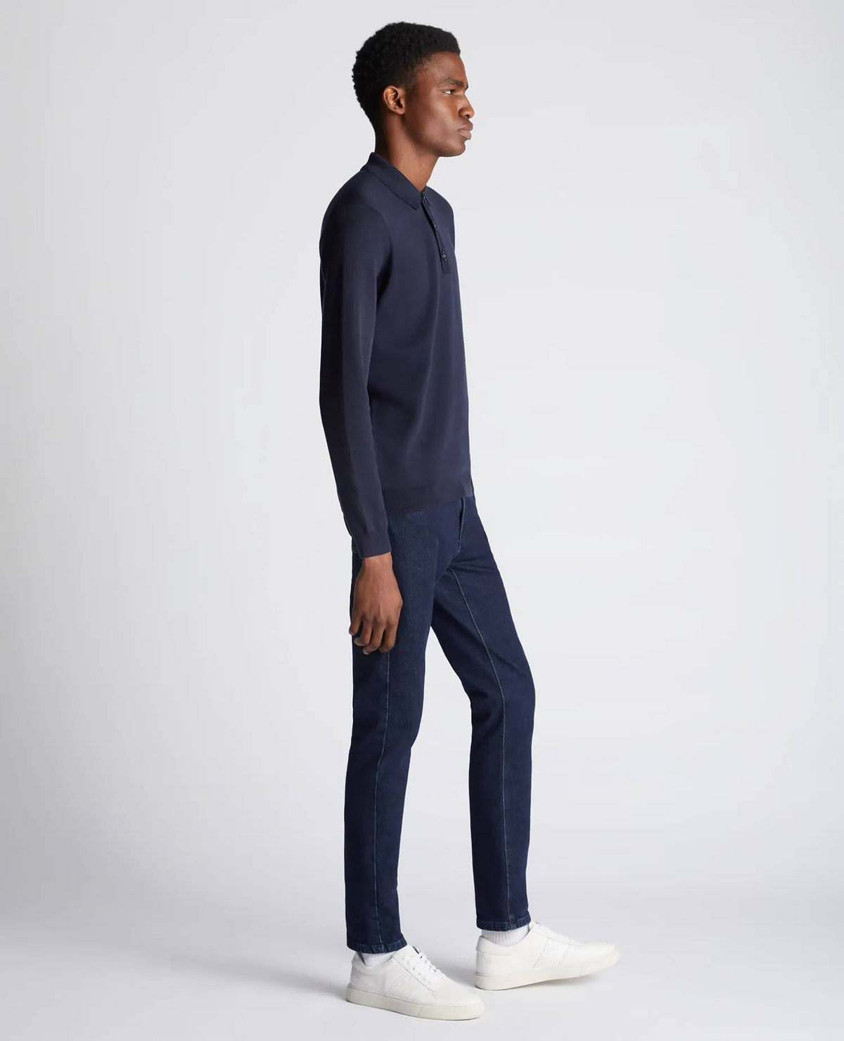 Remus Uomo Long Sleeve Polo - Navy