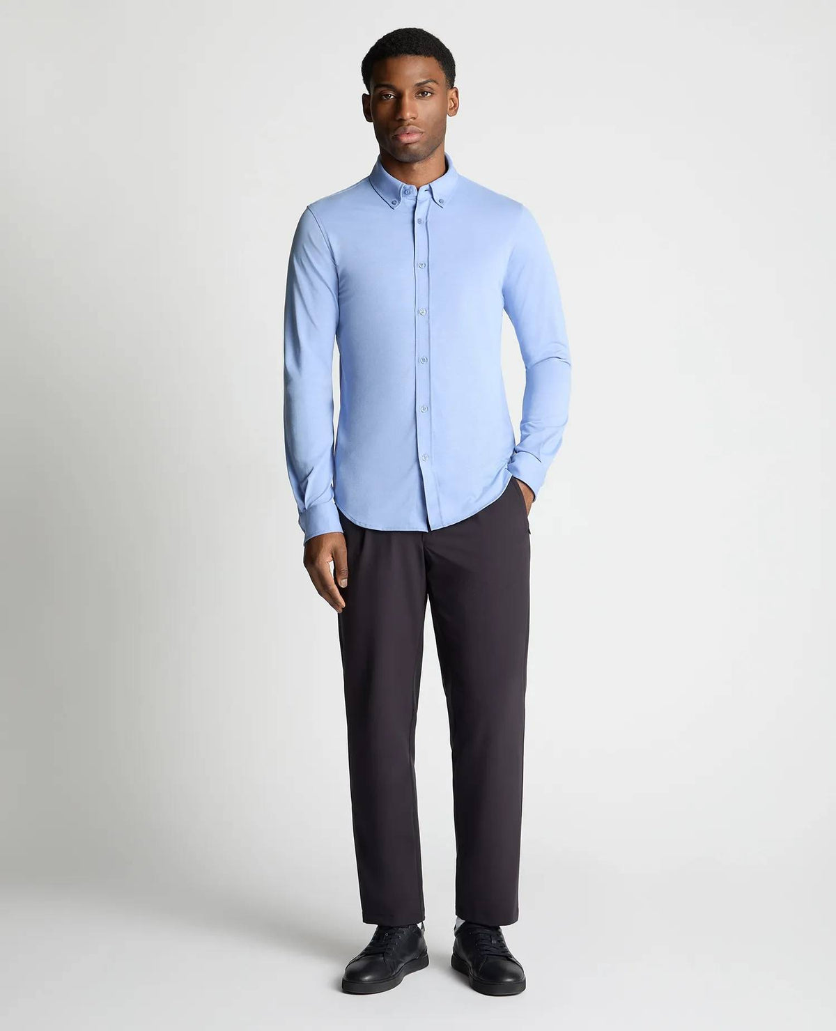 Remus Uomo Long Sleeve Stretch Shirt - Light Blue