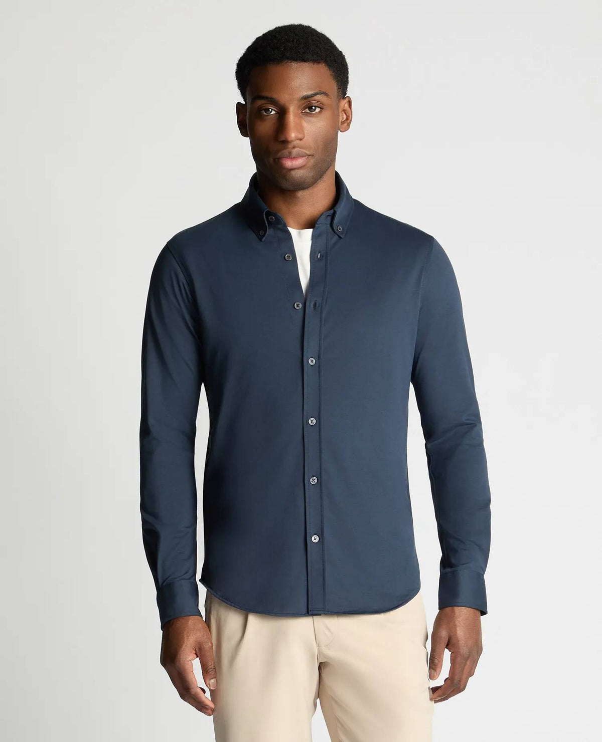 Remus Uomo Long Sleeve Stretch Shirt - Navy