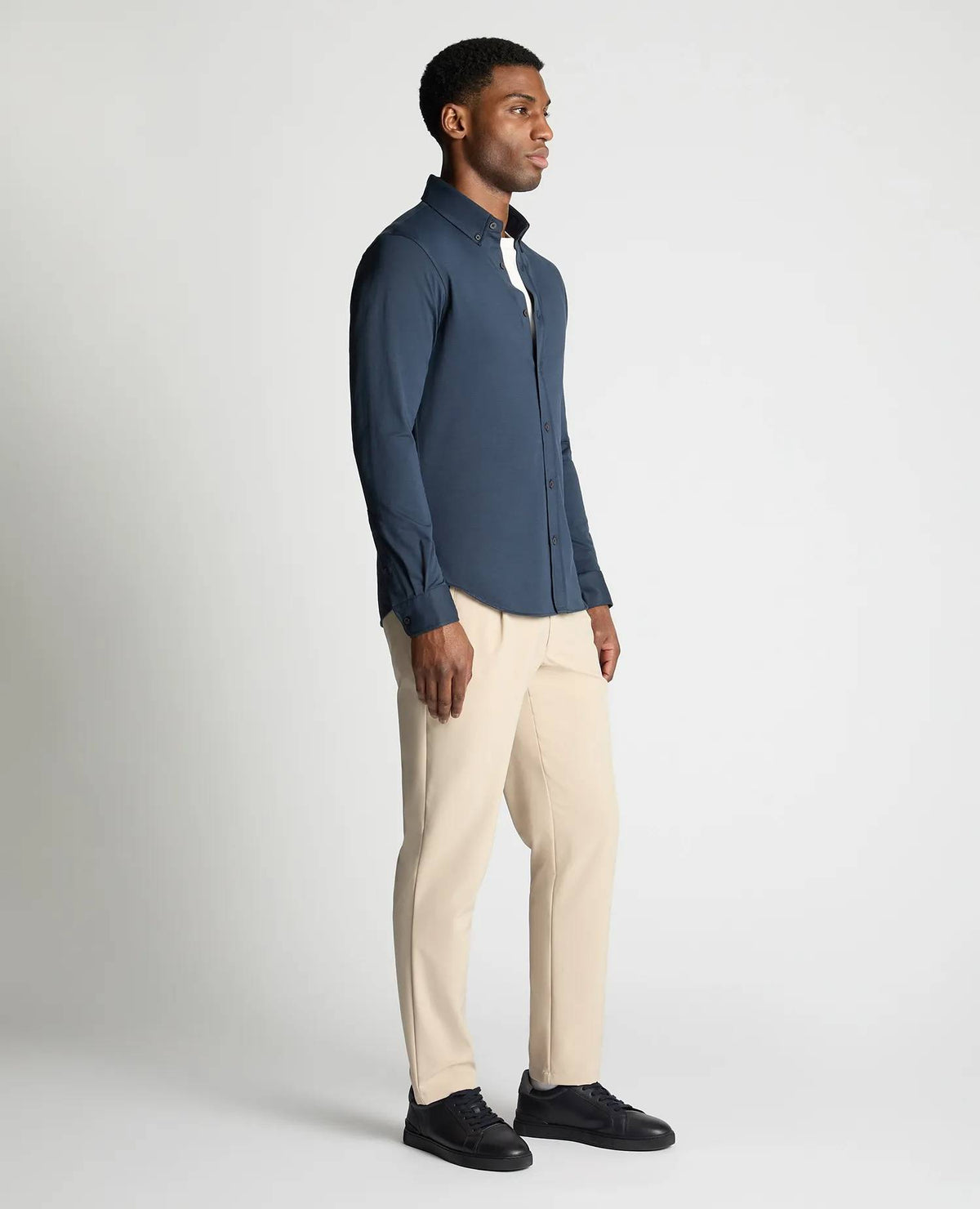 Remus Uomo Long Sleeve Stretch Shirt - Navy
