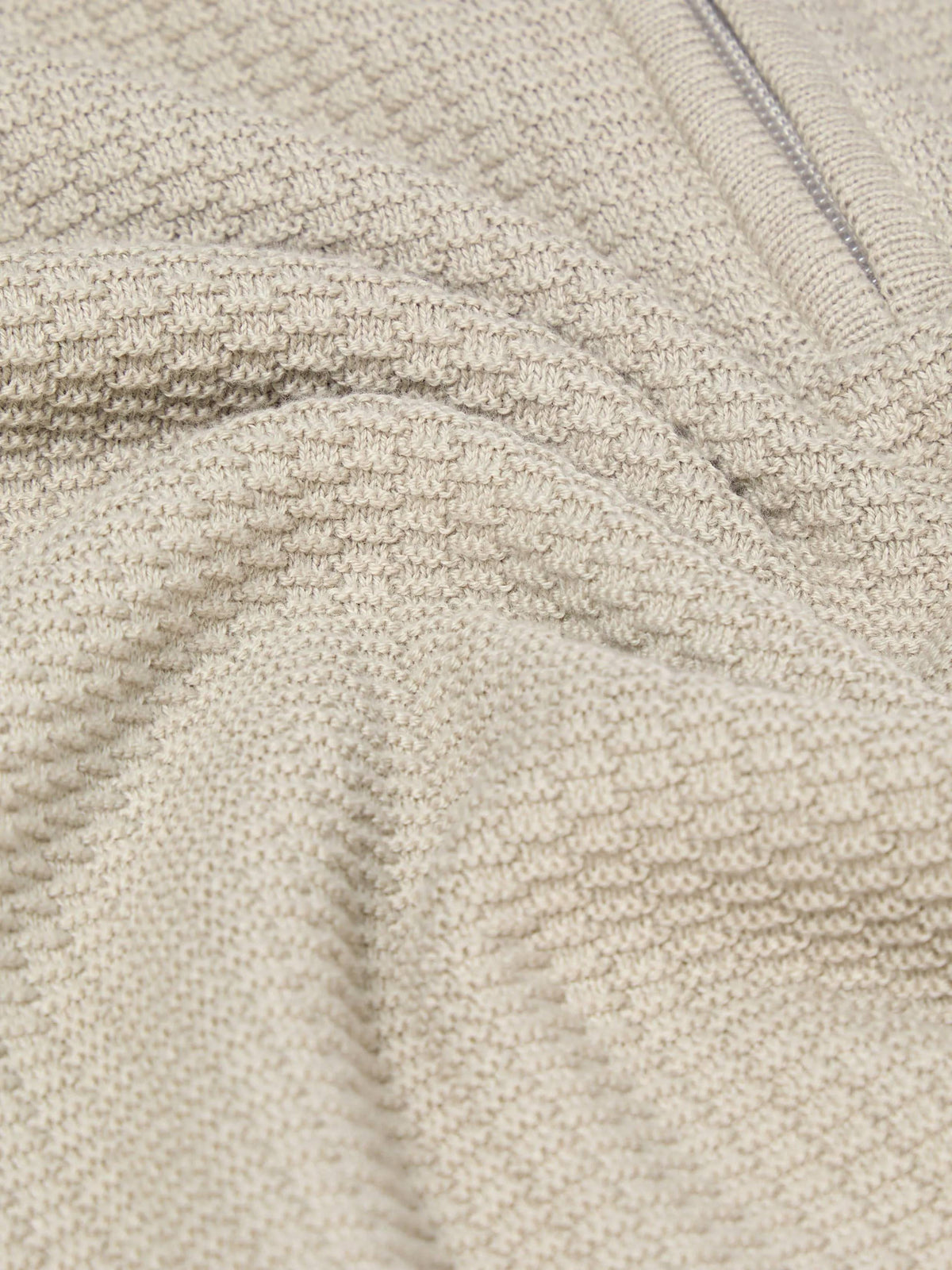 Remus Uomo Quarter Zip Textured Knit - Stone