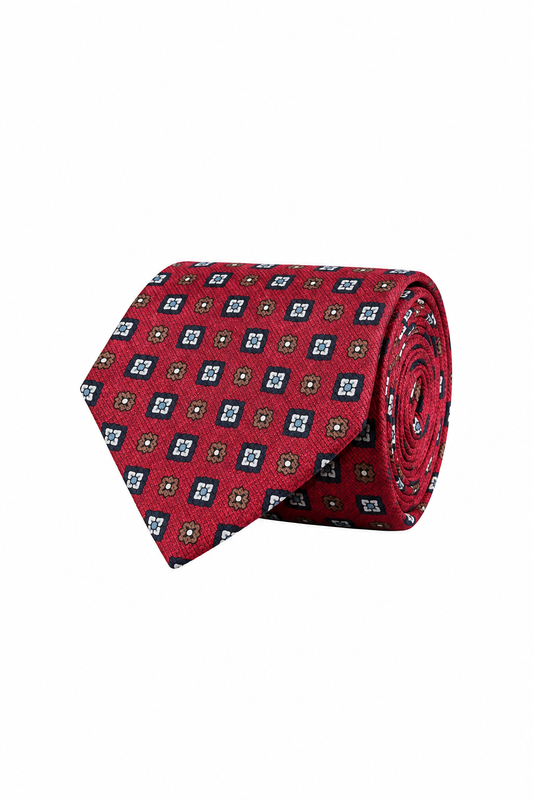 Amanda Christensen Classic Floral Silk Tie - Wine Red Melange