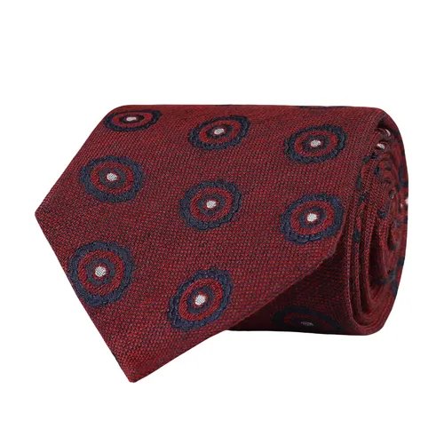 Amanda Christensen Silk And Wool Medallion Tie - Red Melange