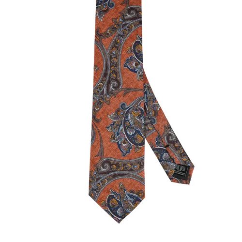 Amanda Christensen Classic Paisley Silk Tie - Rust Melange
