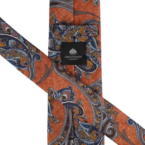 Amanda Christensen Classic Paisley Silk Tie - Rust Melange
