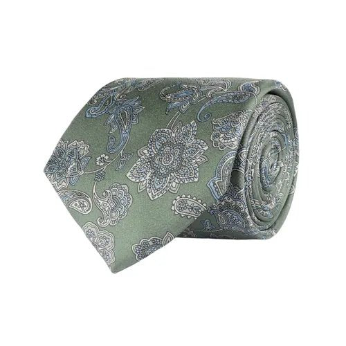 Amanda Christensen Classic Floral Silk Tie - Olive