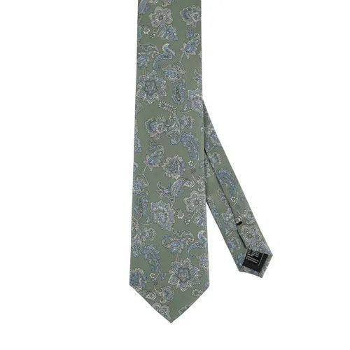 Amanda Christensen Classic Floral Silk Tie - Olive