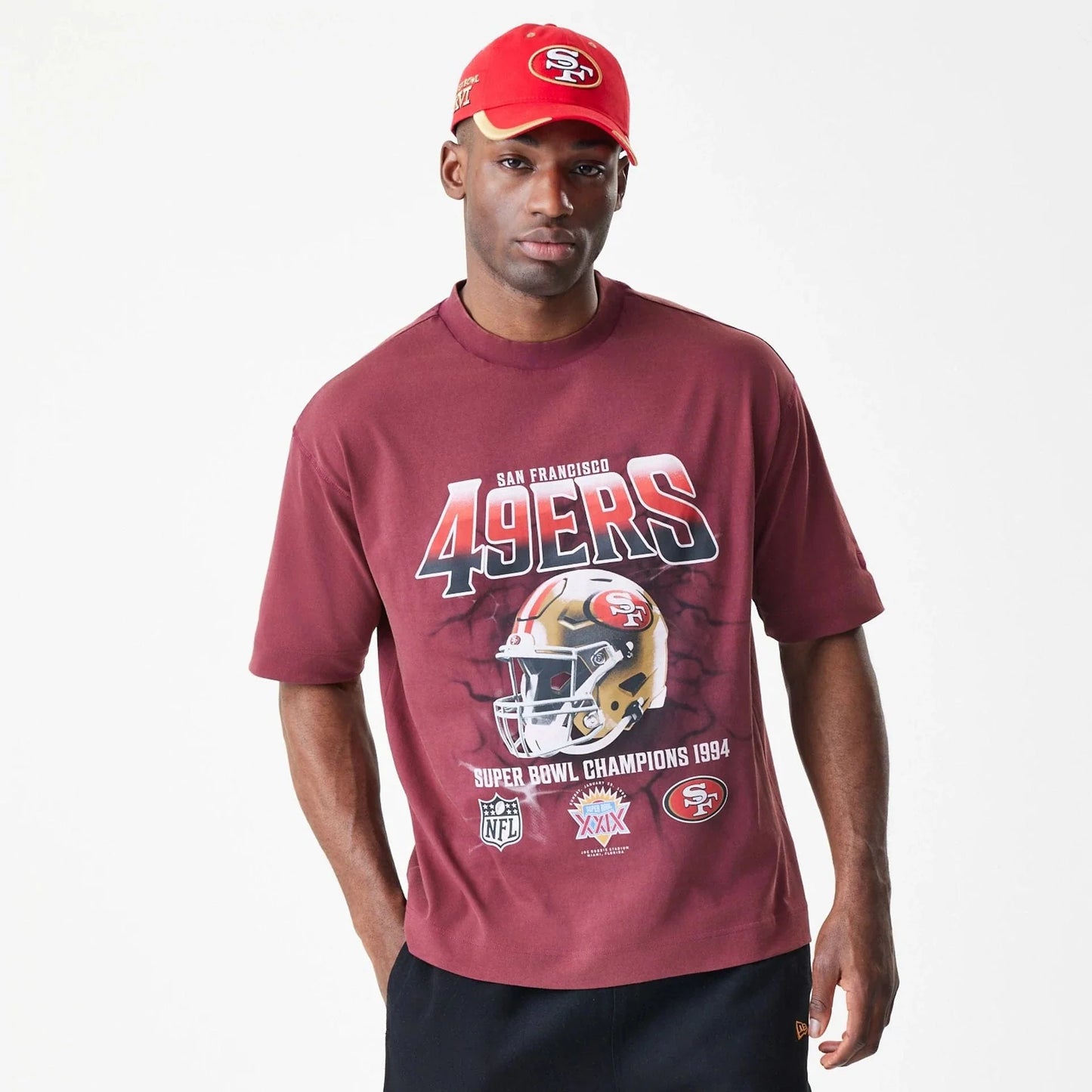 San Francisco 49ers NFL Washed Boxy Dark Red Oversized T-Shirt